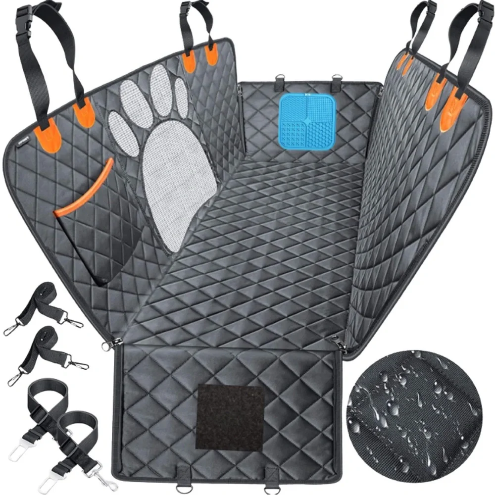 Dog Car Seat Cover with Removable Licking Mat Waterproof/Scratch proof protector